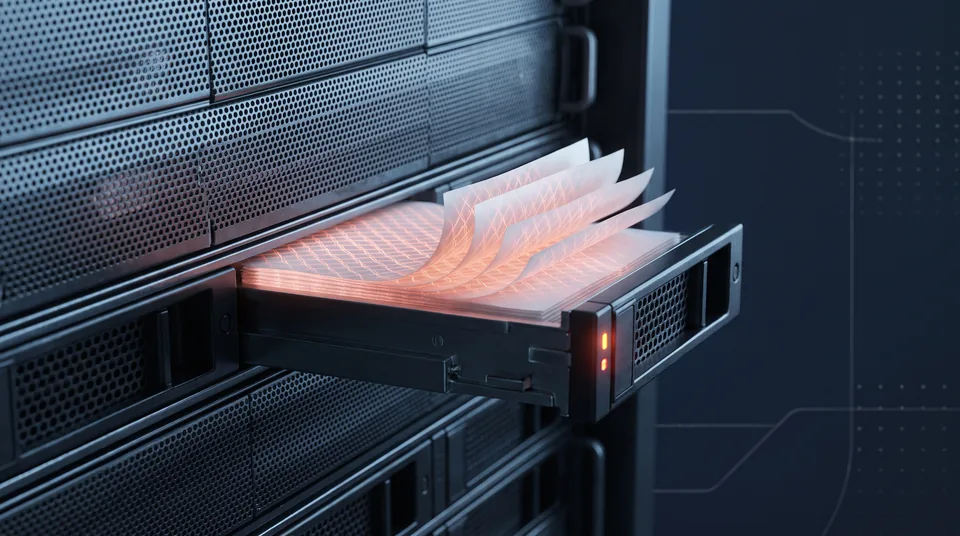 Encrypted invoice documents inside a locked, monitored storage vault